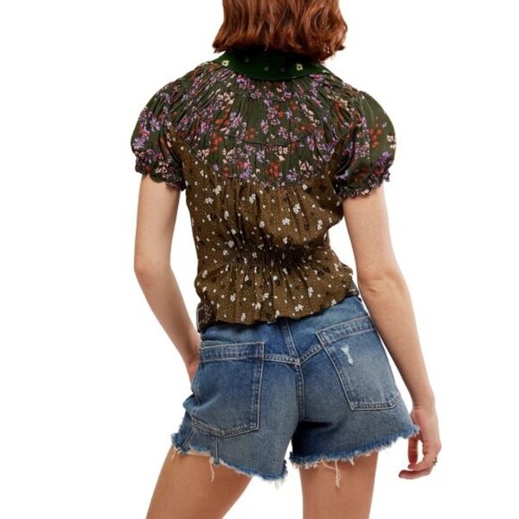 Free People Bella Button-Up Shirt V-Neck Medium New with Tags - Picture 5 of 7